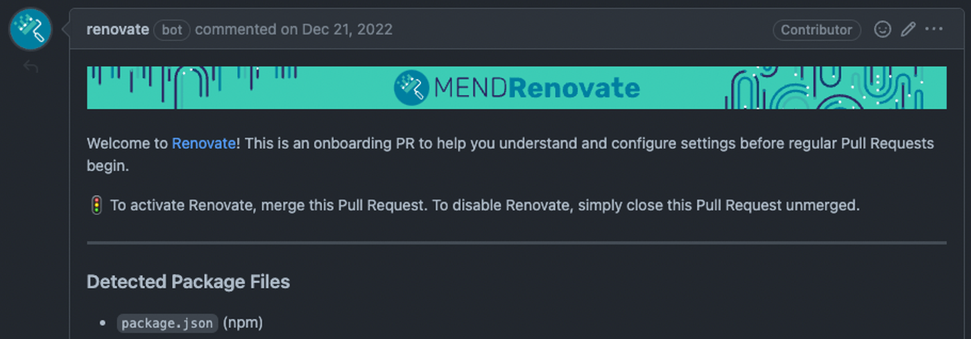 Onboarding PR created by Renovate Bot